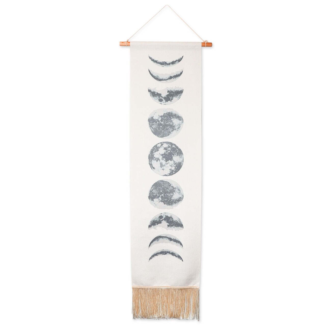 Bohemian Style Moon Phases Tapestry Hanging Wall Art for Home Decor (White, 12 x 49 In)